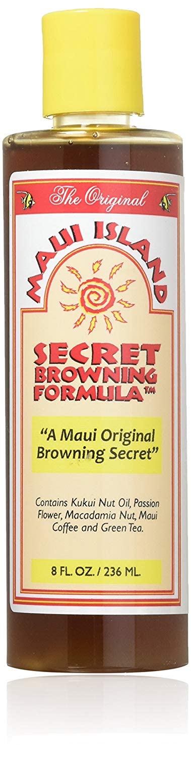 Maui Island Secret front 8 oz bottle showing label and natural benefit