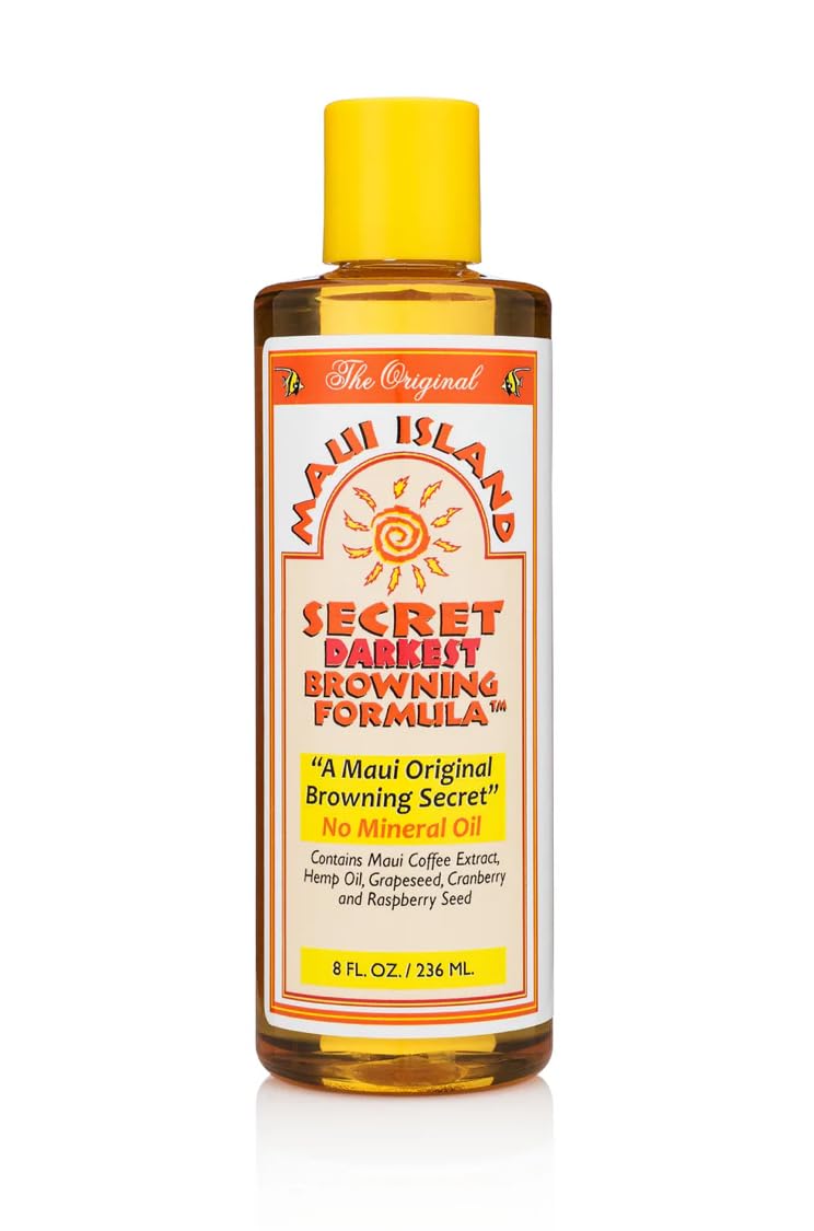 Maui Island Secret front packaging showing 8oz bottle and label for confident tanning