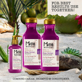 Maui Moisture before and after curls illustrating improved definition and shine