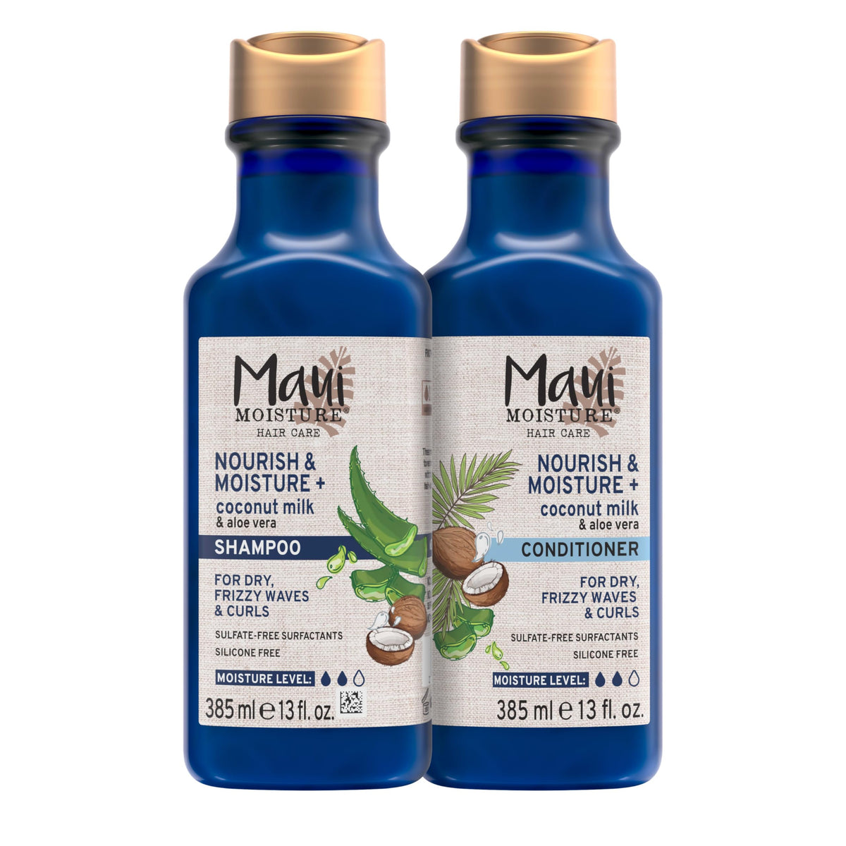 Maui Moisture front bottle showing coconut milk formula and curl benefits