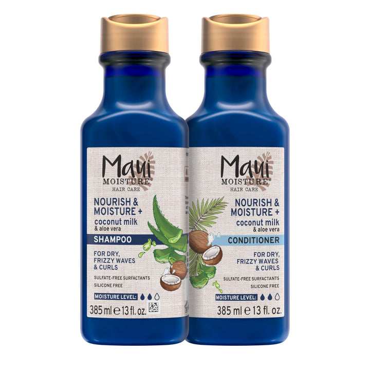 Maui Moisture front bottle showing coconut milk formula and curl benefits