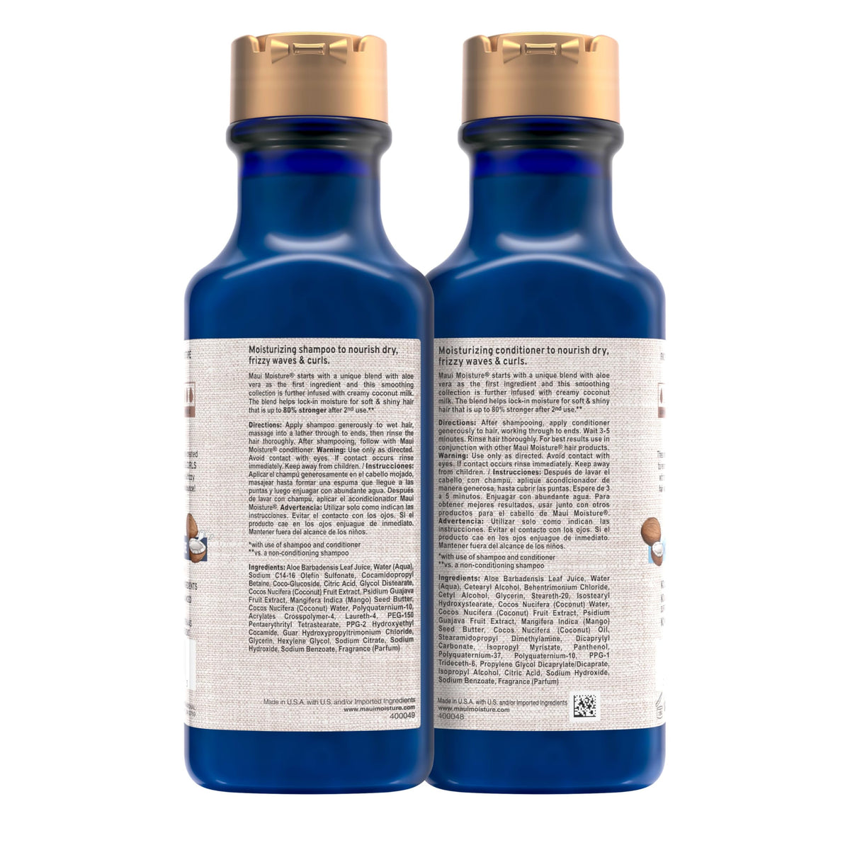 Maui Moisture shampoo paired with conditioner for a complete routine benefit