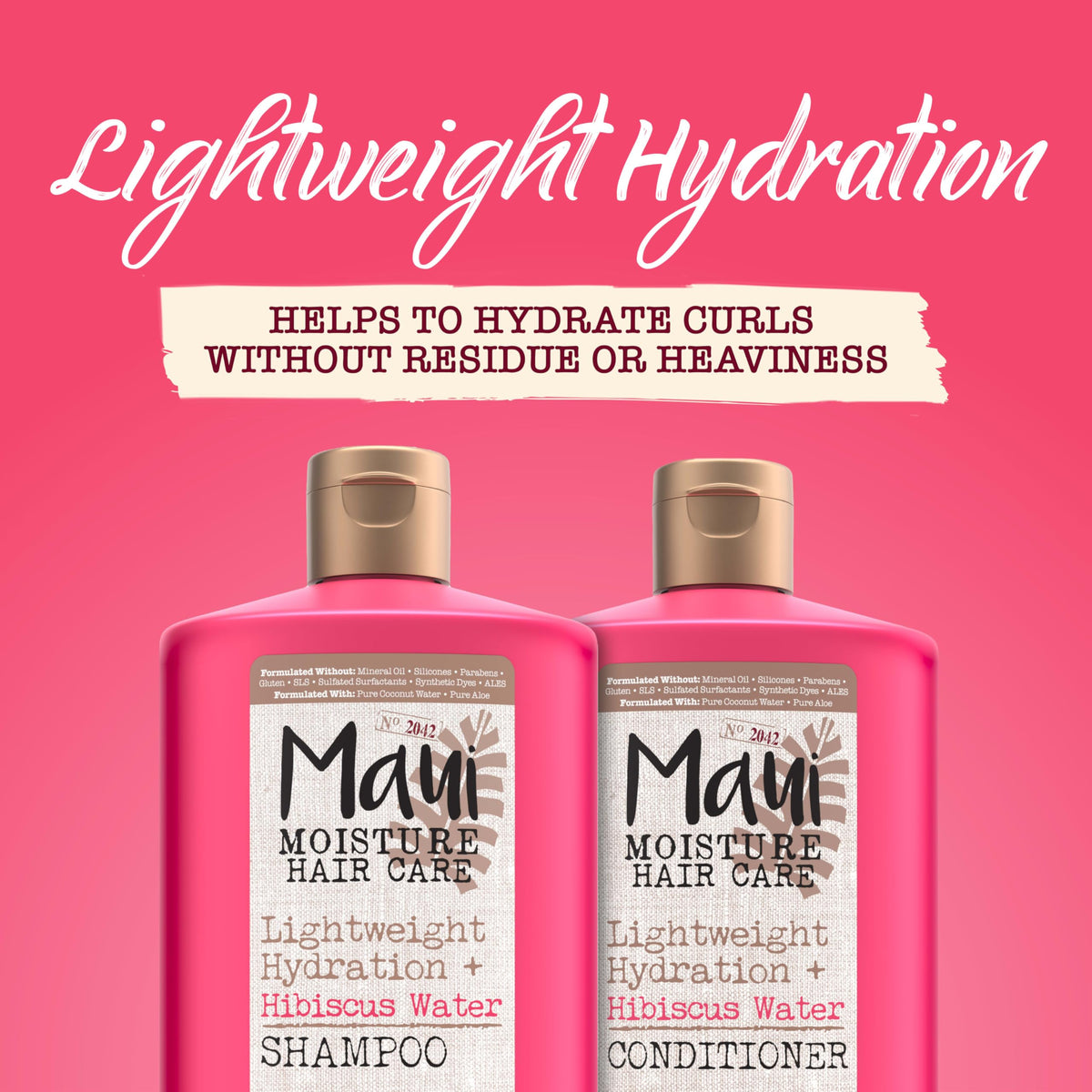 Maui Moisture conditioner applied to curly hair in-hand, shows detangling and softness