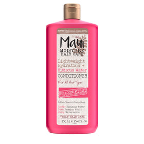 Maui Moisture front bottle showing product and size, highlights travel-friendly benefit