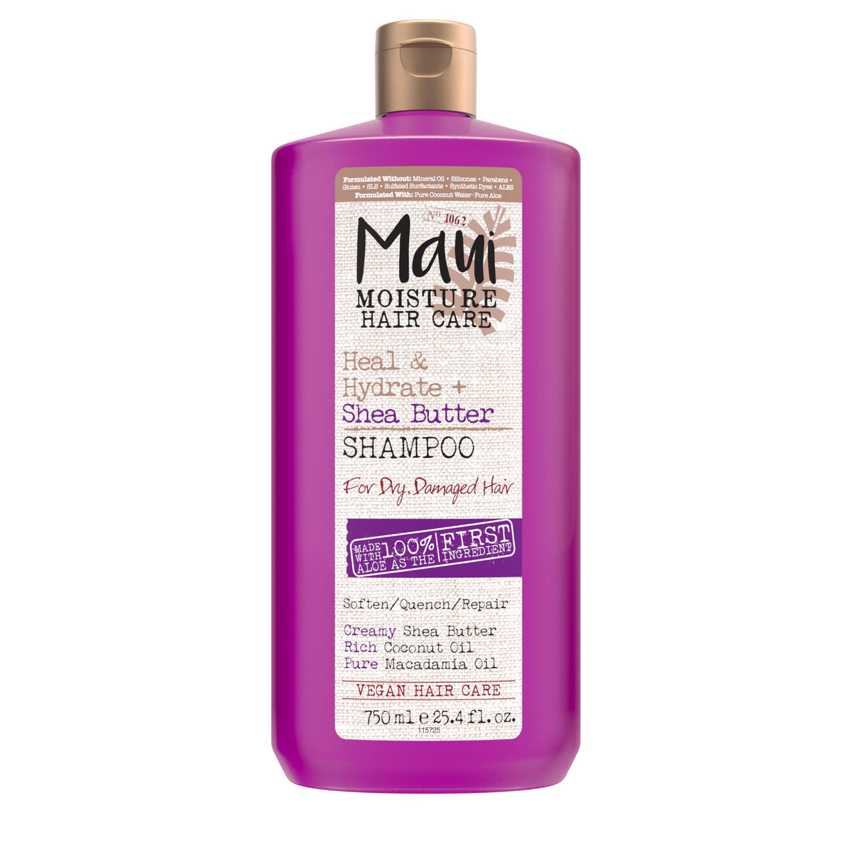 Maui Moisture front packaging showing bottle and product benefits