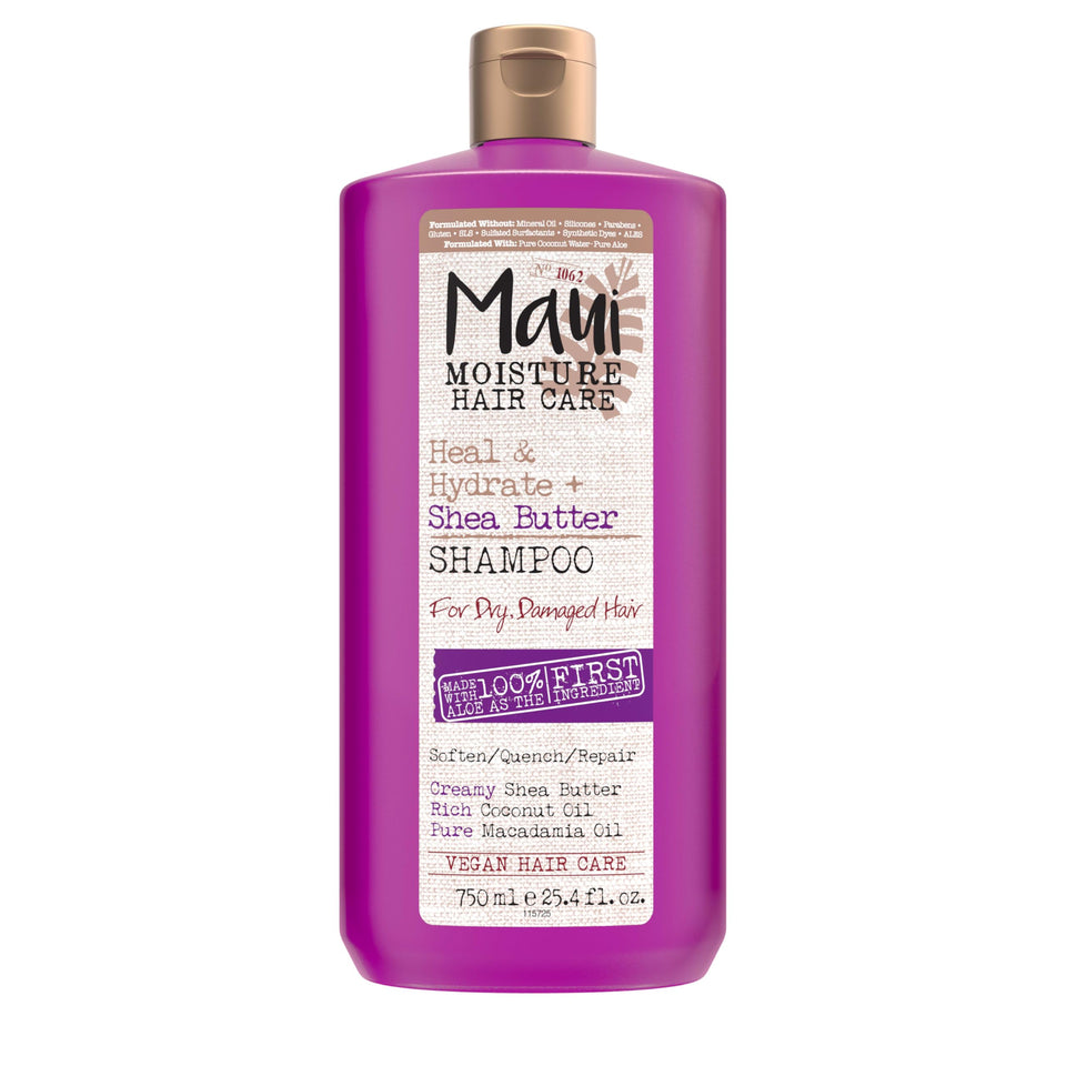 Maui Moisture front packaging showing bottle and product benefits