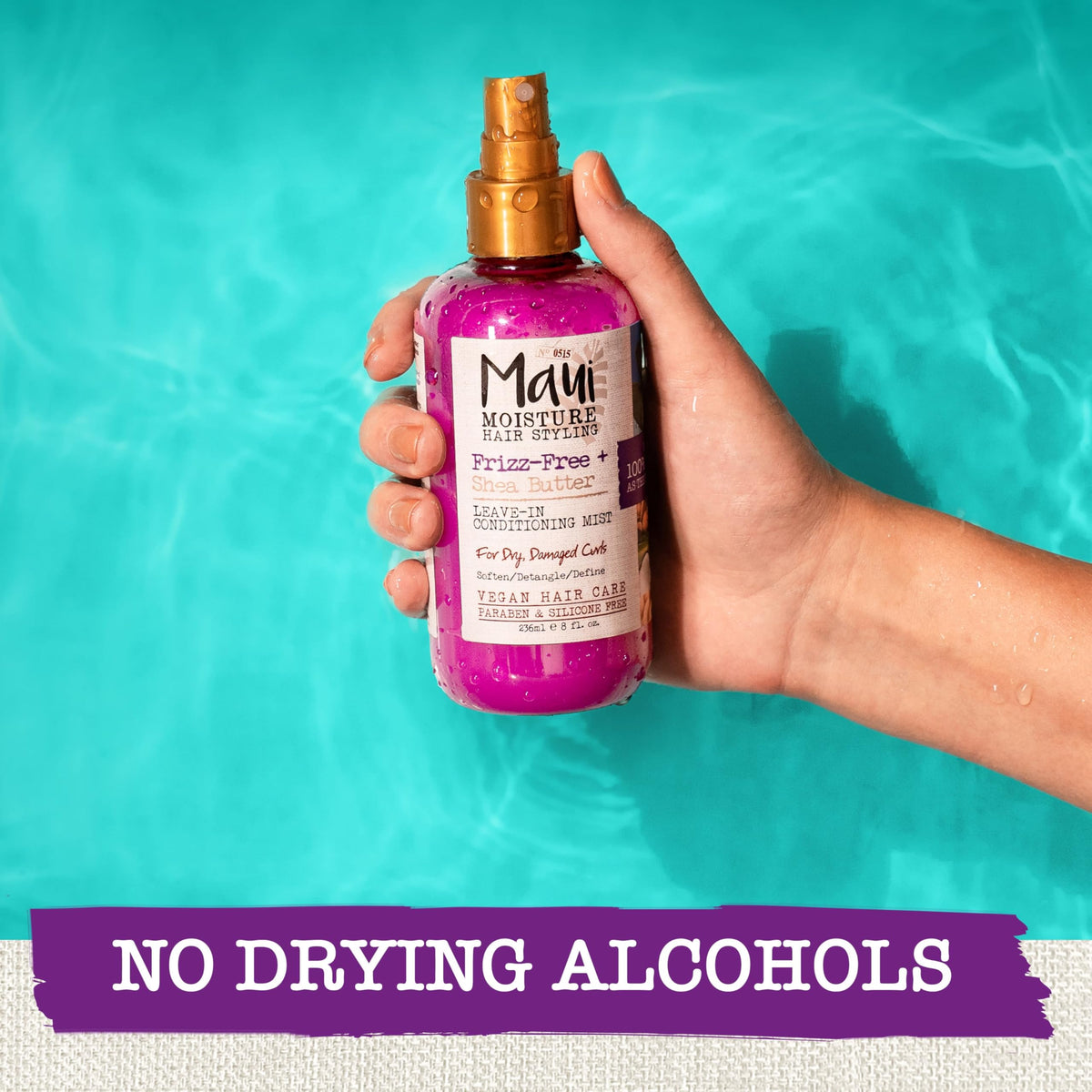 Maui Moisture texture droplet highlighting lightweight conditioning and softness