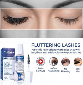 MAVALA Double Lash 0.3 oz bottle beside coin for size and portability benefit