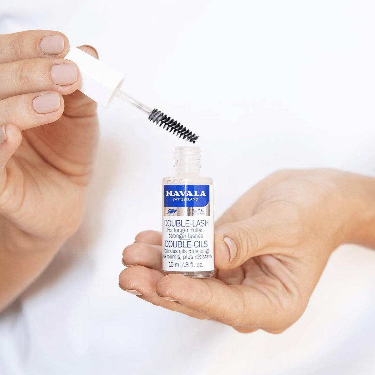 MAVALA Double Lash serum on eyebrows close-up supporting denser brow look