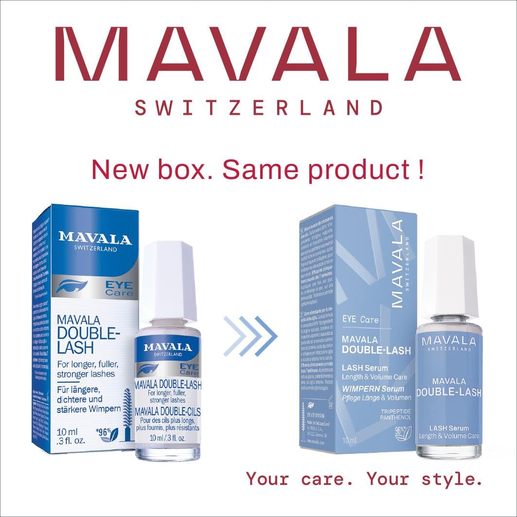 MAVALA Double Lash before and after comparison illustrating visible improvement