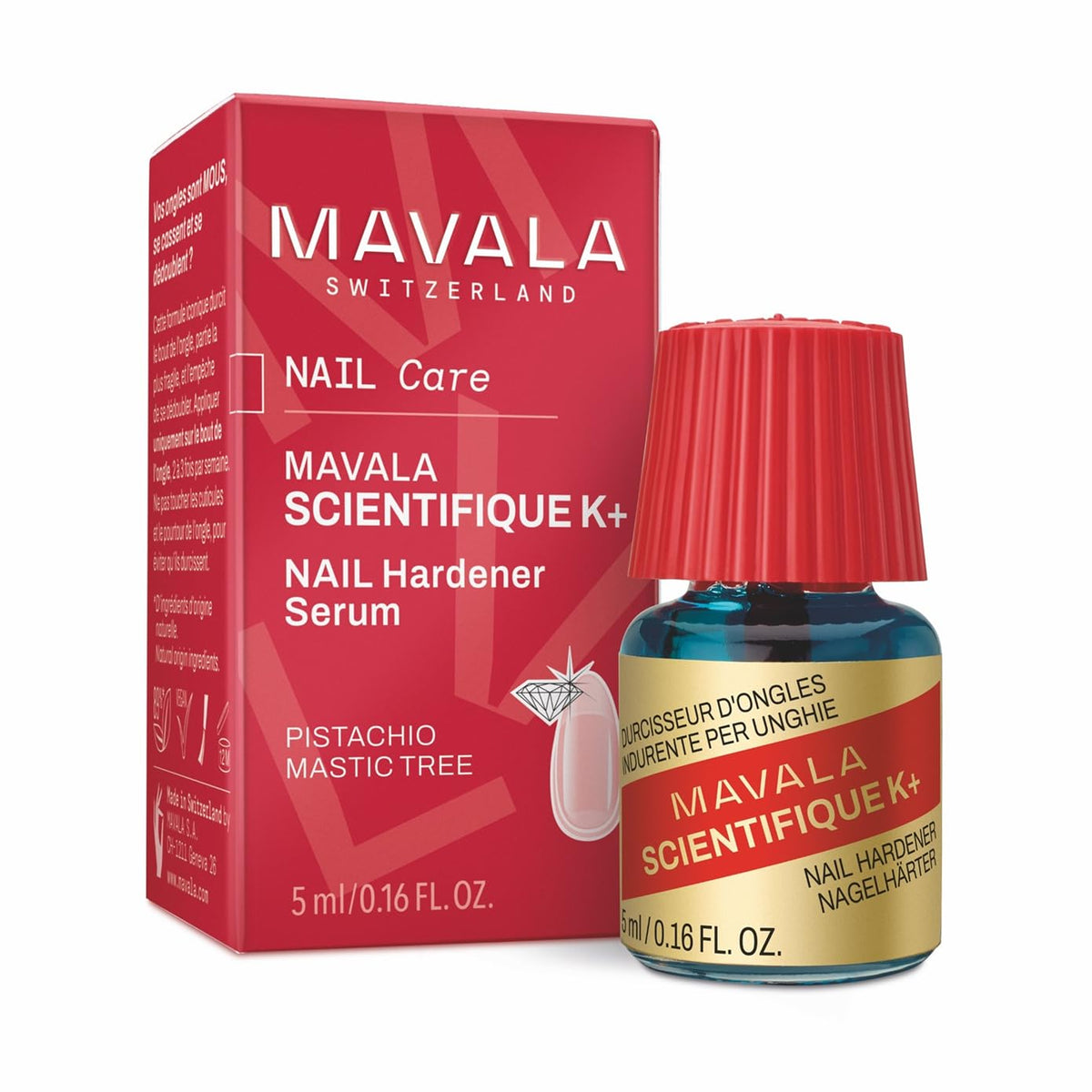 MAVALA front packaging showing small bottle and clear branding, conveys professional care