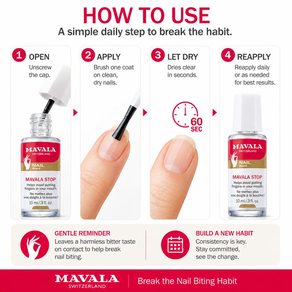MAVALA clear finish close-up showing shiny enamel-like protection for healthier nails