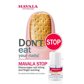 MAVALA stop label and ingredients close-up showing product info and informed choice benefit