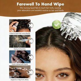 Mavsigak applicator in use on scalp delivering product directly to roots benefit