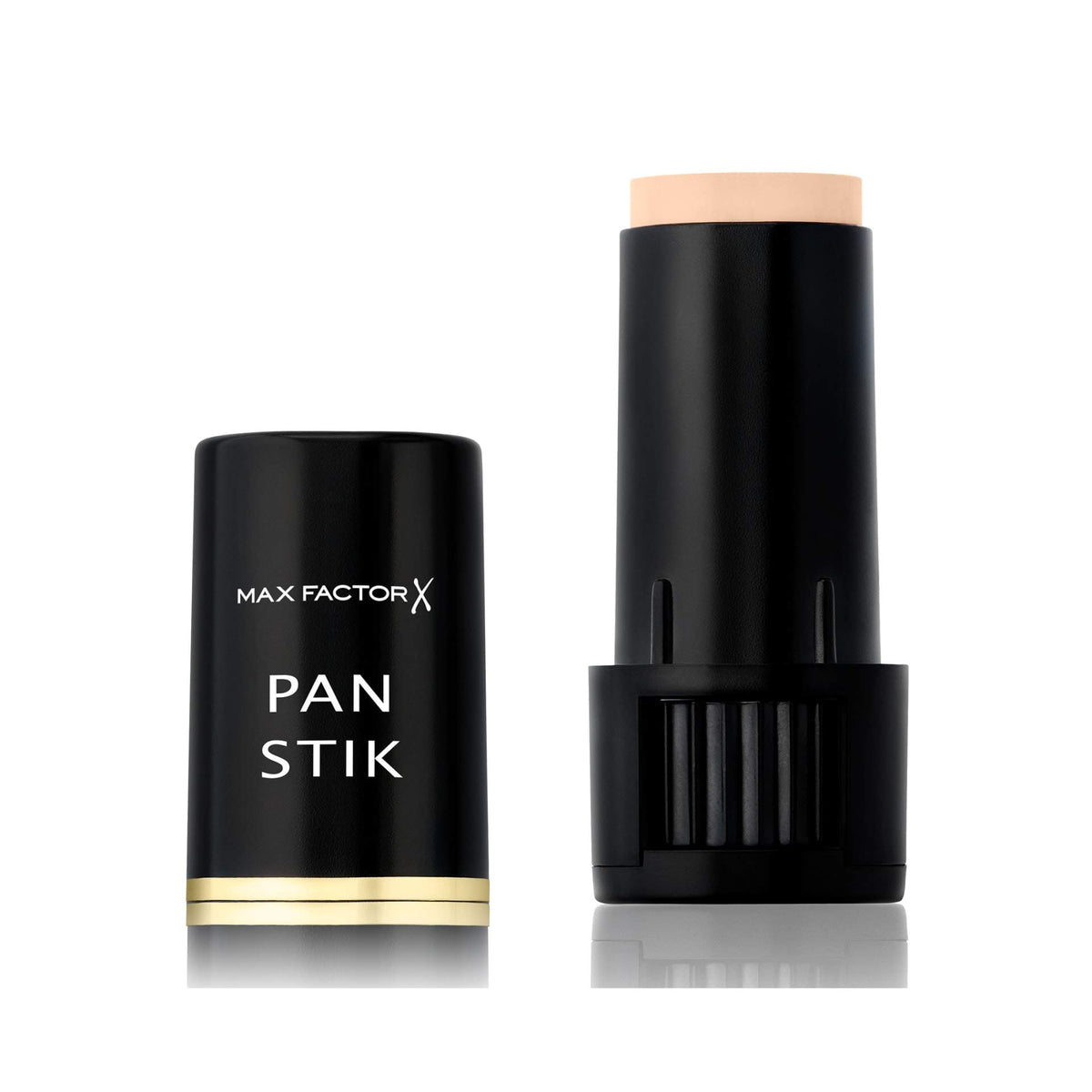 Max Factor Pan Stik front view showing stick and compact design for easy touch-ups