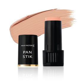 Max Factor Panstik front view showing stick shape and label with easy application benefit