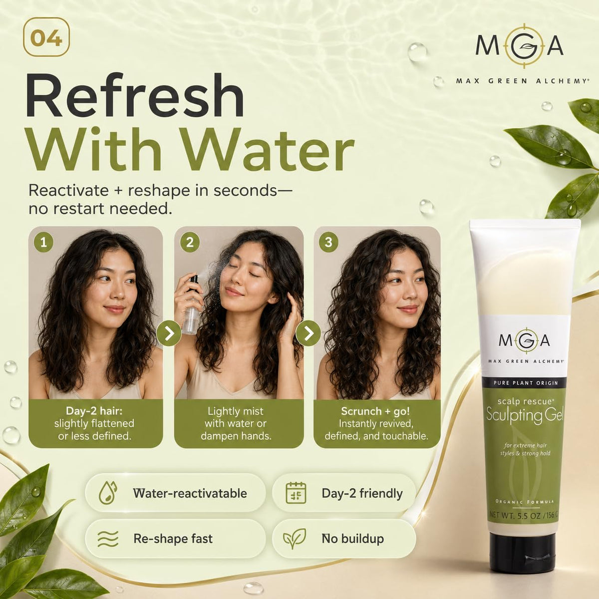 Max Green Alchemy styled women's hair showing flexible shine and control