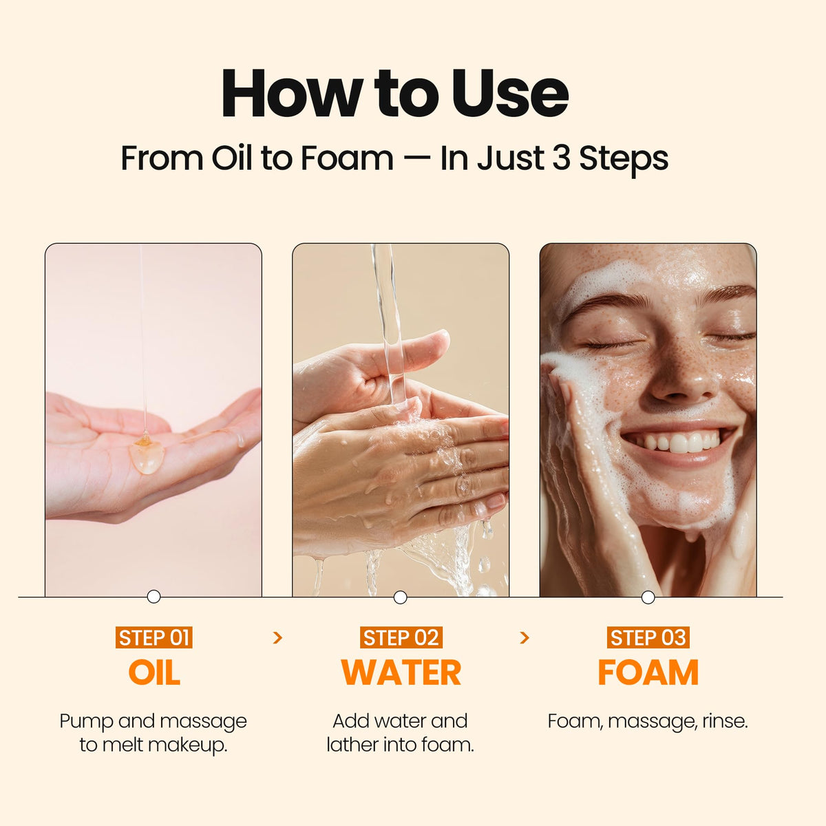MAXCLINIC foam transformation in hand demonstrating easy emulsification