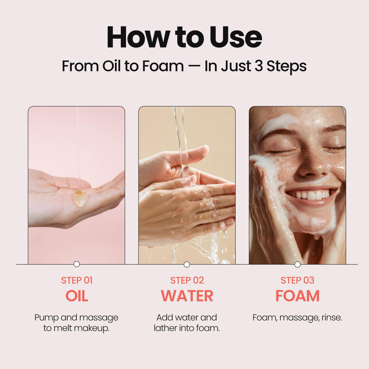 MAXCLINIC oil-to-foam transformation in hand showing easy emulsification