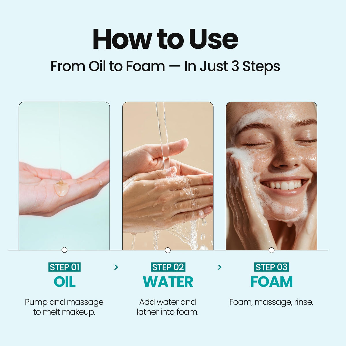 MAXCLINIC pump dispensing and foam transition illustrating easy emulsification benefit