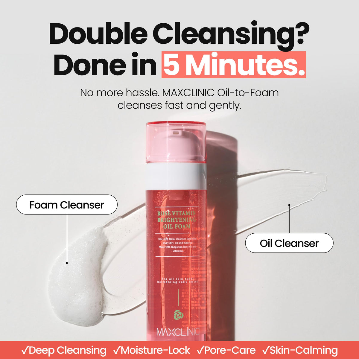 MAXCLINIC pump dispensing silky oil texture that melts makeup effectively