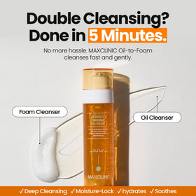 MAXCLINIC oil texture dispensed showing silky formula and spreadability
