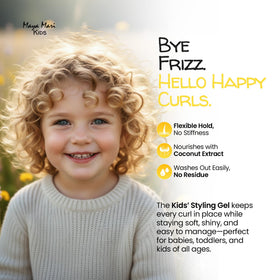 MAYA MARI child applying gel to hair, fast morning styling without crunch
