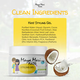 MAYA MARI label closeup highlighting sulfate free and Leaping Bunny traits