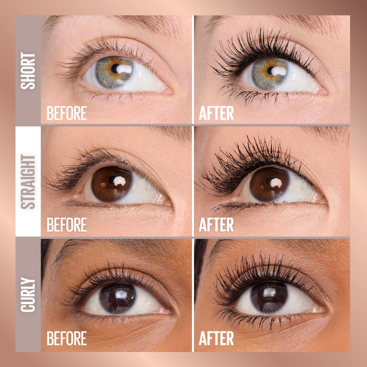 Maybelline application on model eye demonstrating lifted separated lashes