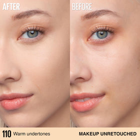 MAYBELLINE foundation being applied with sponge for smooth, buildable coverage finish