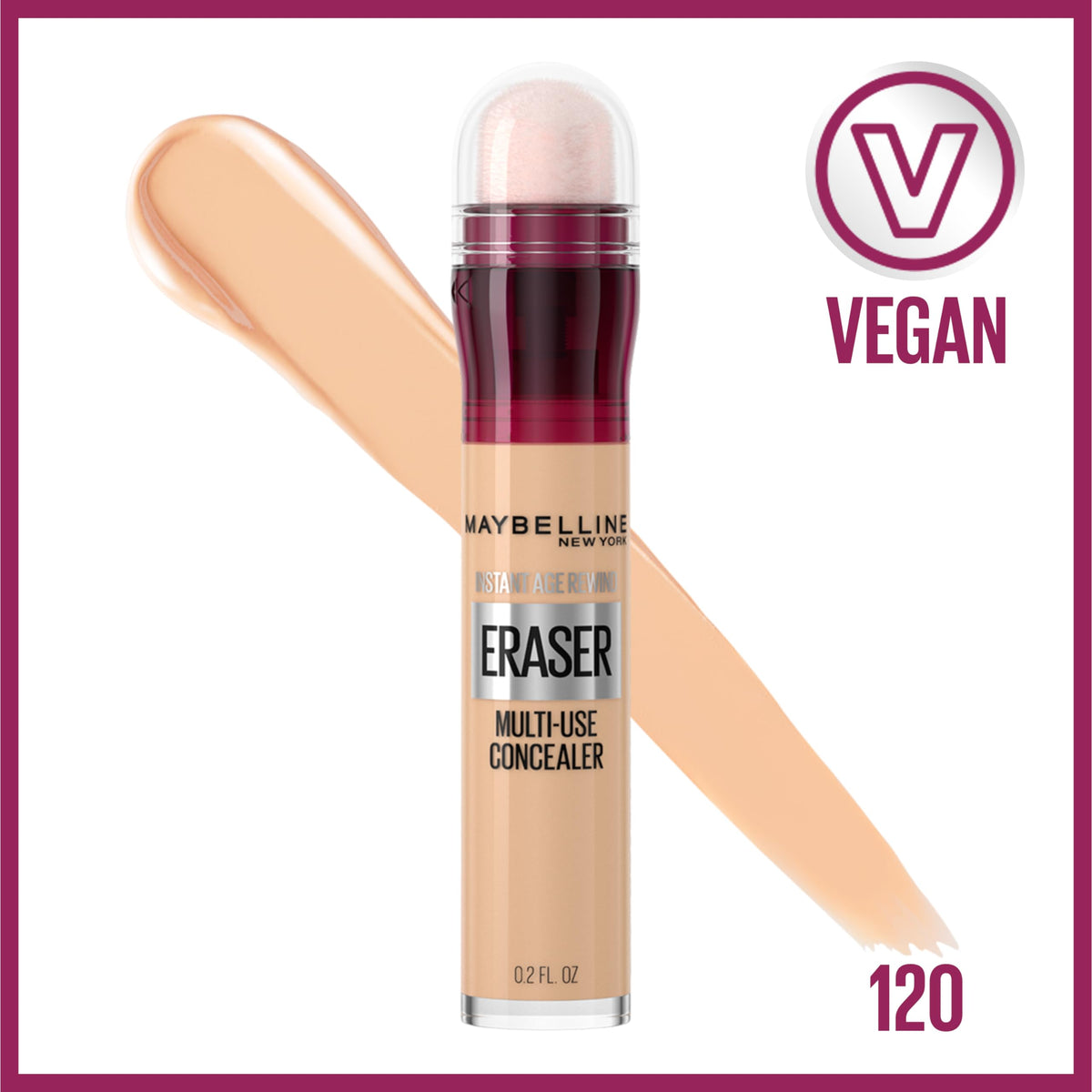 MAYBELLINE sponge applicator close-up revealing soft tip for precise under-eye application and easy blending