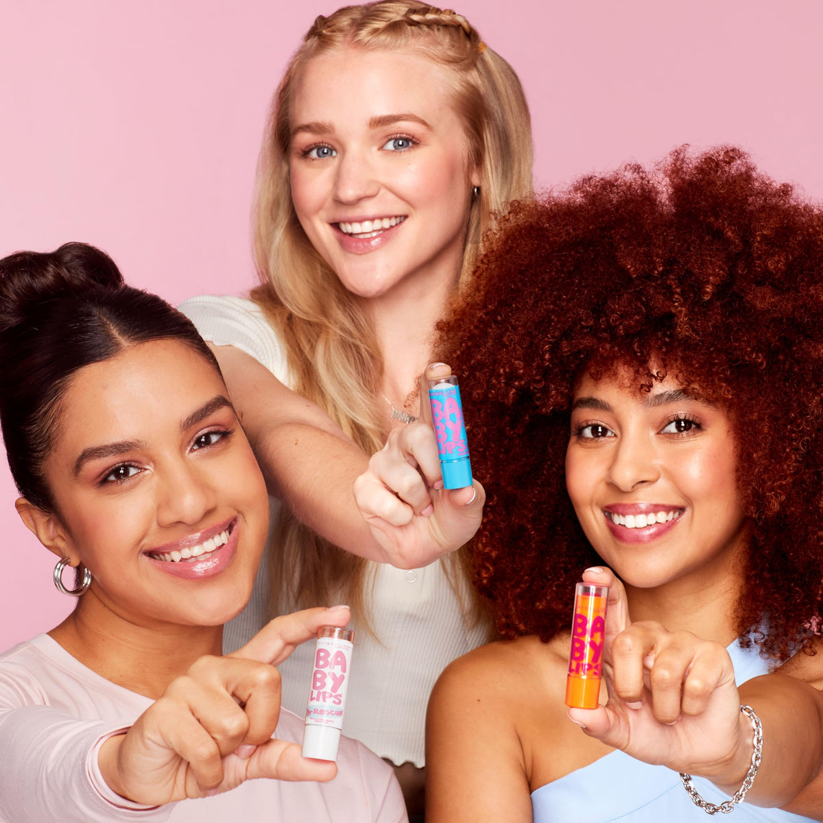 MAYBELLINE three shades flatlay Quenched Dr Rescue Cherry Me for everyday options