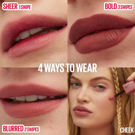 MAYBELLINE lip application demonstrates buildable blur and comfortable wear