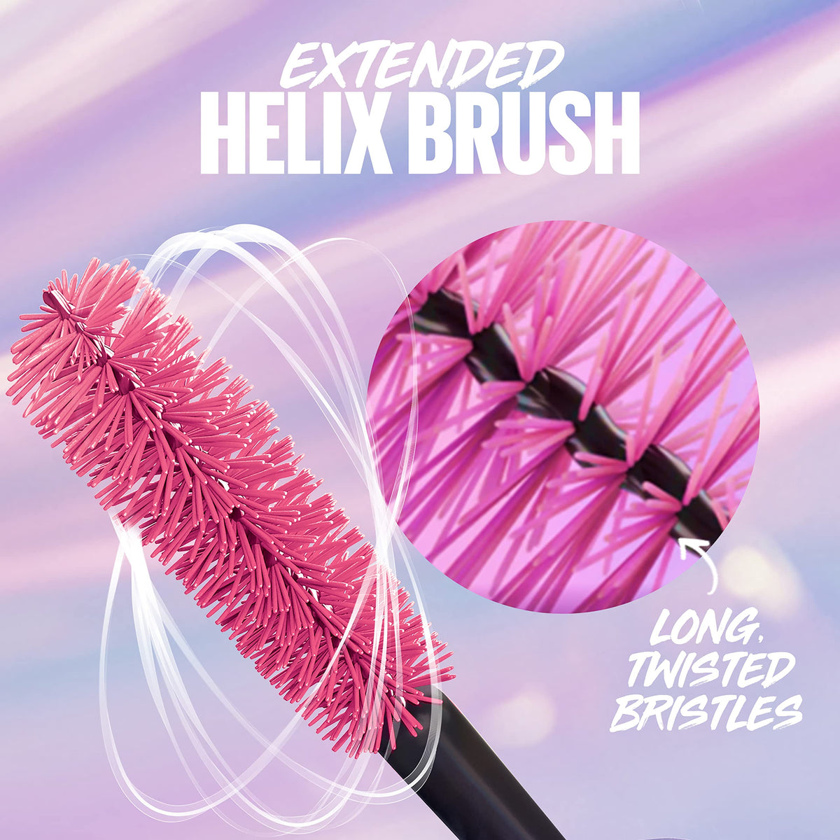 Maybelline before-and-after lashes showing dramatic length and volume