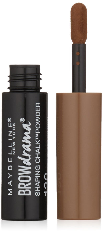 Maybelline Brow Drama front packaging showing medium brown shade benefits buildable color