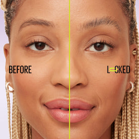 Model applying Maybelline brow glue to set and hold brows all day