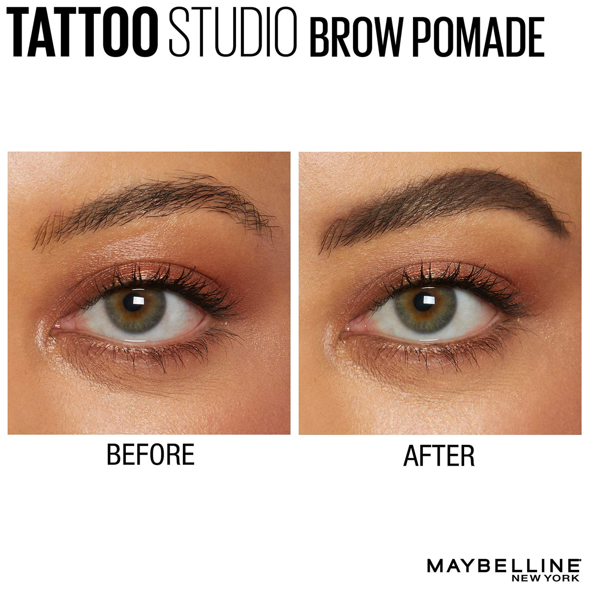 Maybelline brow in use application showing precise strokes and natural blending