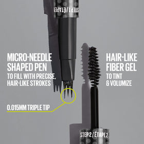 Maybelline Brow Inserts micro-needle tip close-up creating natural hair-like strokes