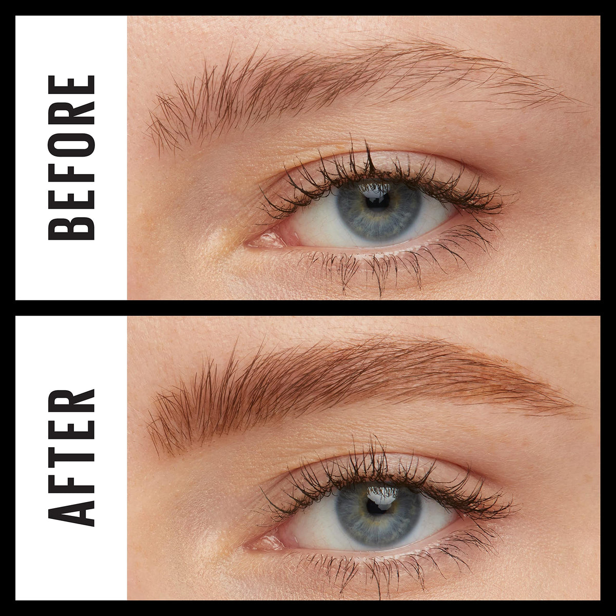 Maybelline pen creating blonde hair-like strokes to fill sparse brows