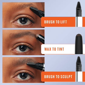Maybelline brows before and after comparison showing lifted shape and fuller appearance