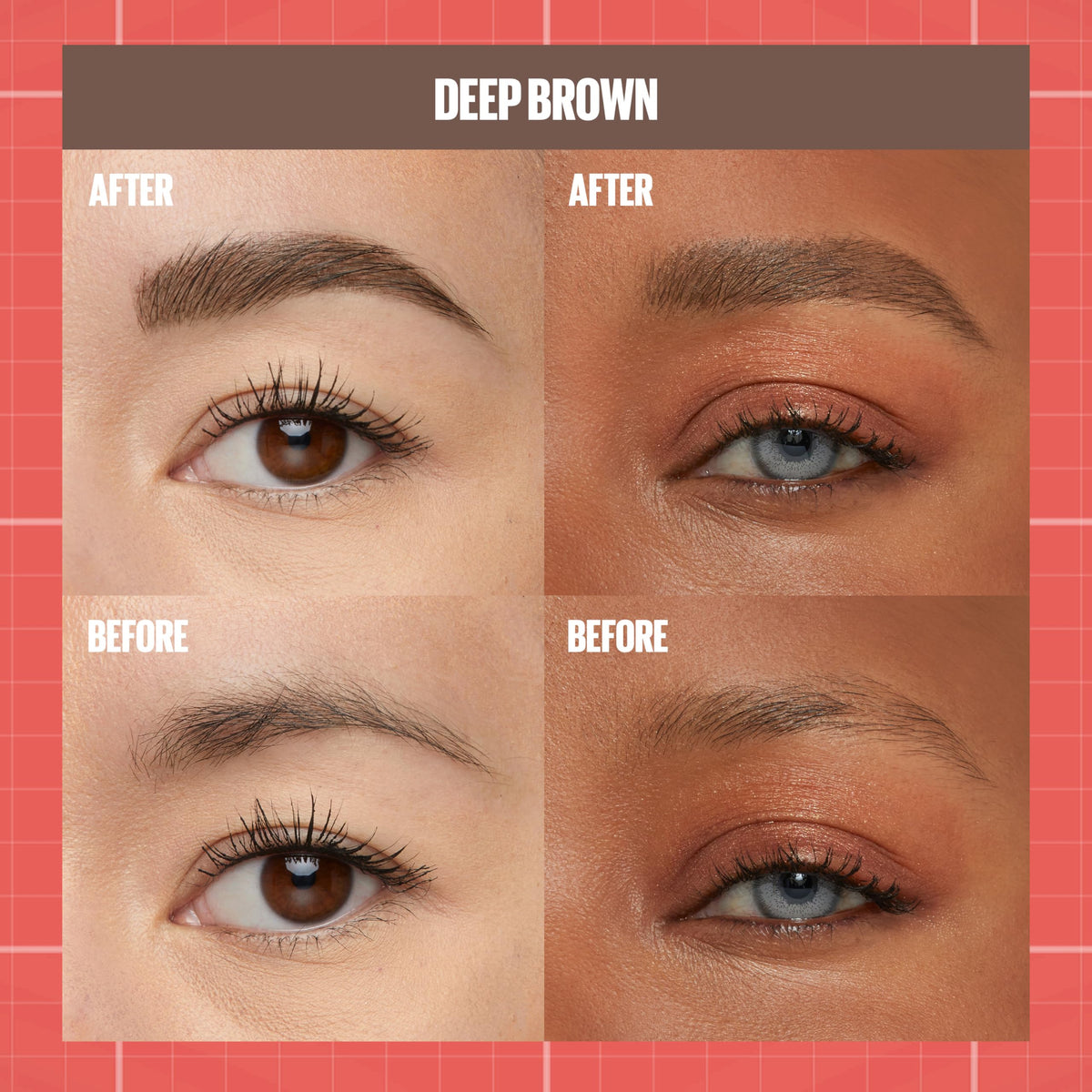 Maybelline Build-A-Brow before and after brows showing realistic fuller brows after application