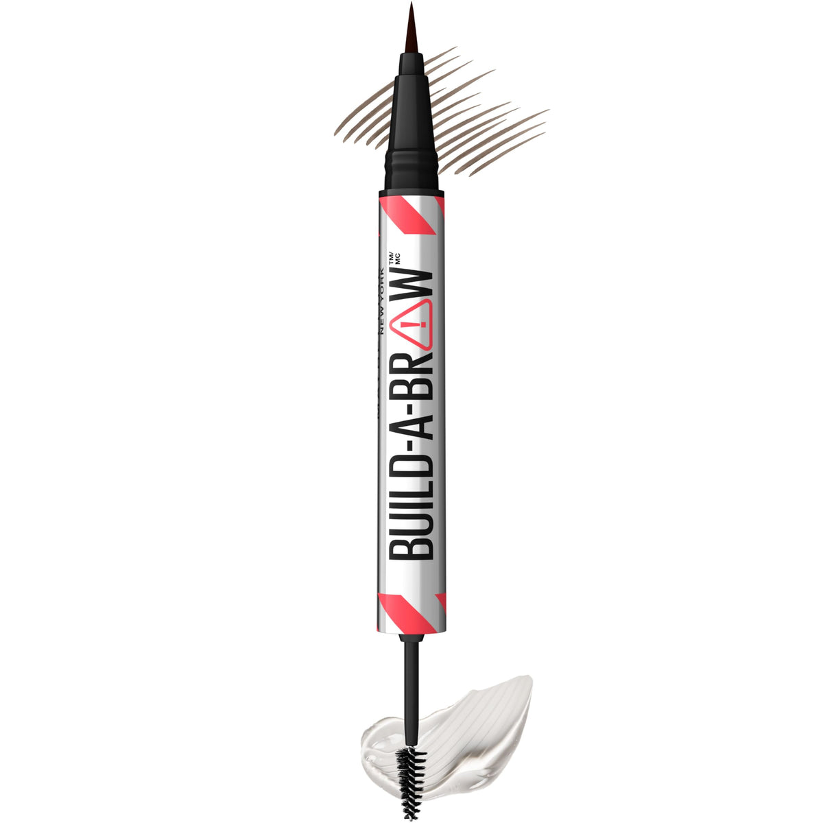 Maybelline Build-A-Brow front view showing ash brown shade and compact design, precise application benefit