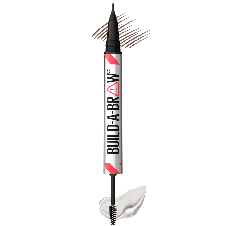 Maybelline Build-A-Brow front packaging showing product and shade Deep Brown for fuller brows