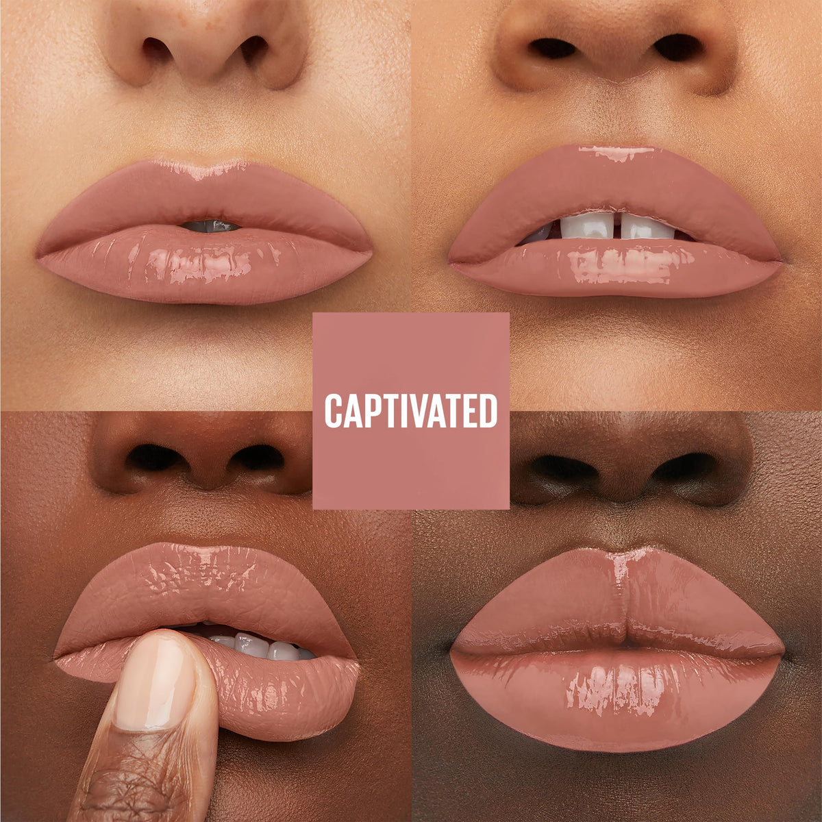 Maybelline Captivated swatch on arm displaying rich pink pigment and instant shine