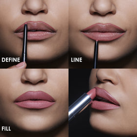 Maybelline plum shade showing matte finish texture on lips, deep color payoff