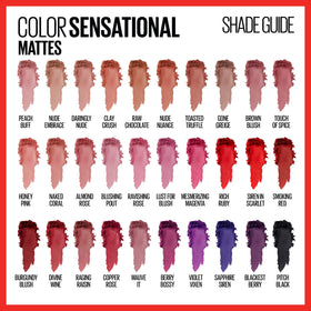 Maybelline swatch palette of nude to bold shades, quick shade comparison benefit