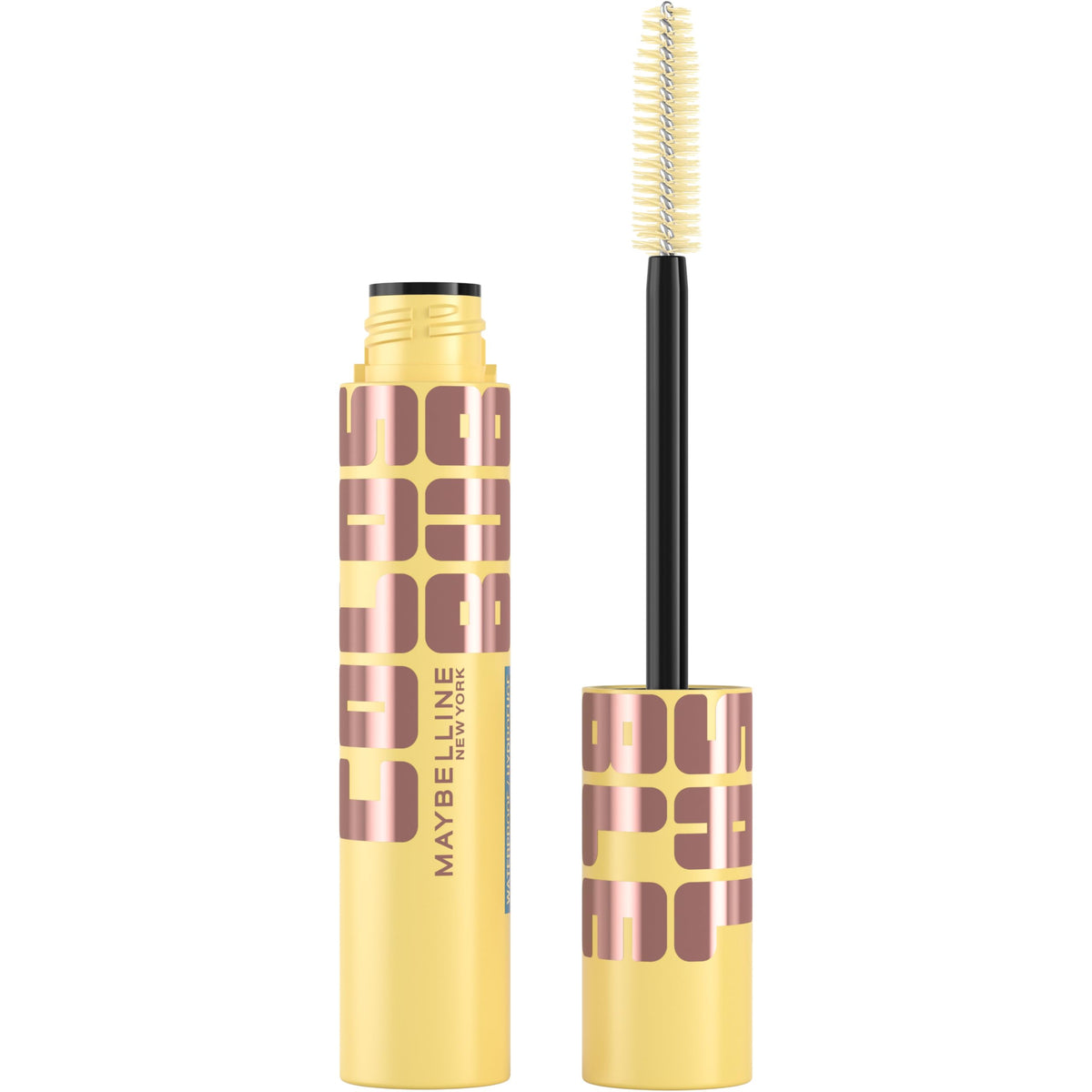 MAYBELLINE front packaging showing bold very-black mascara tube for dramatic volume