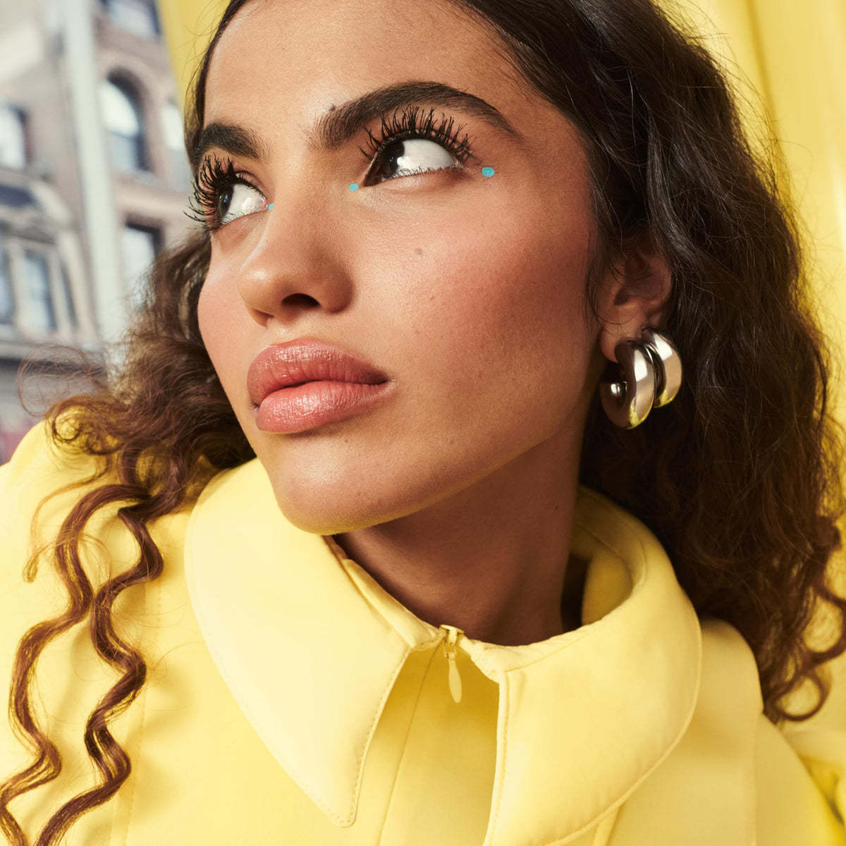 Maybelline applied on model showing lifted, voluminous lash finish