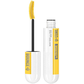 Maybelline mascara front view showing packaging and bold very black shade