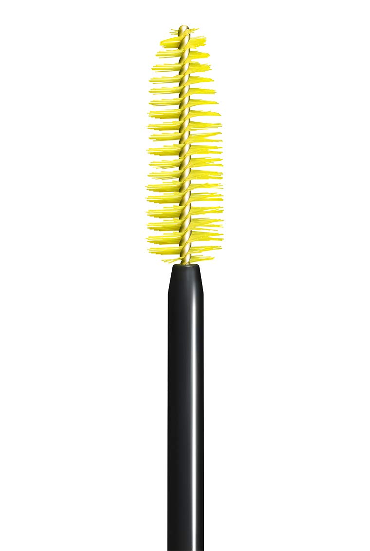 MAYBELLINE glossy black mascara swatch showing smooth, clump-free texture